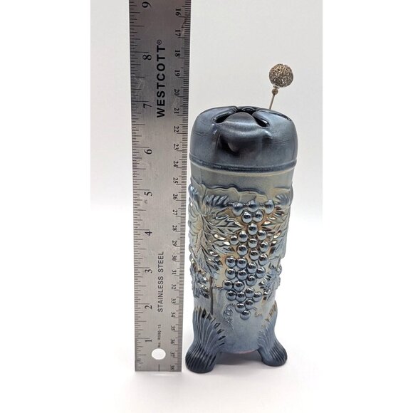 Unique Vintage Northwood Grape and Cable Cobalt Blue and Gold Art Glass Hatpin V - Picture 9 of 10